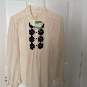 NWT  Kate Spade Daisy Lace Silk Blouse Size XL
